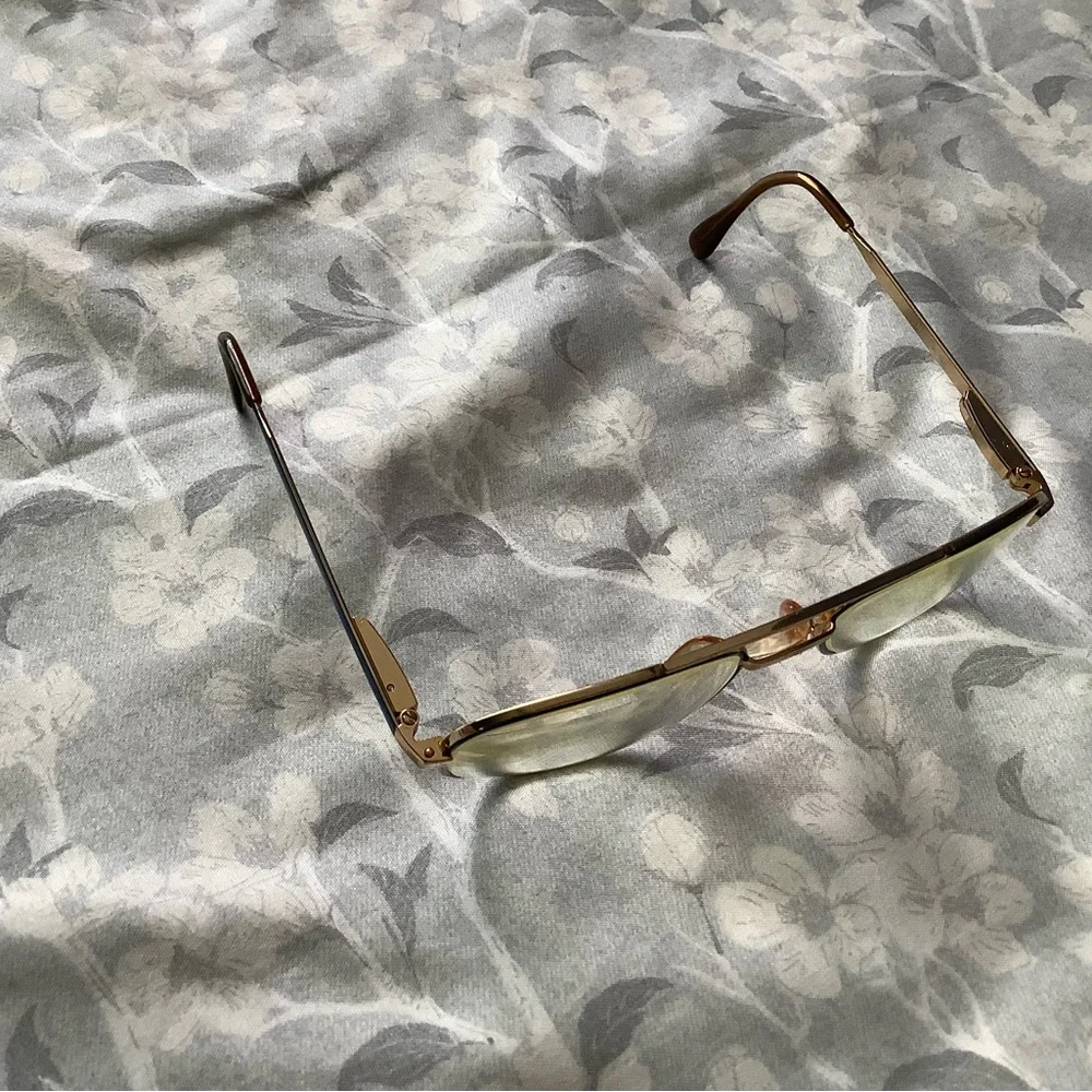 Vintage SRO 90s French Browline Glasses Blue Gold Frame